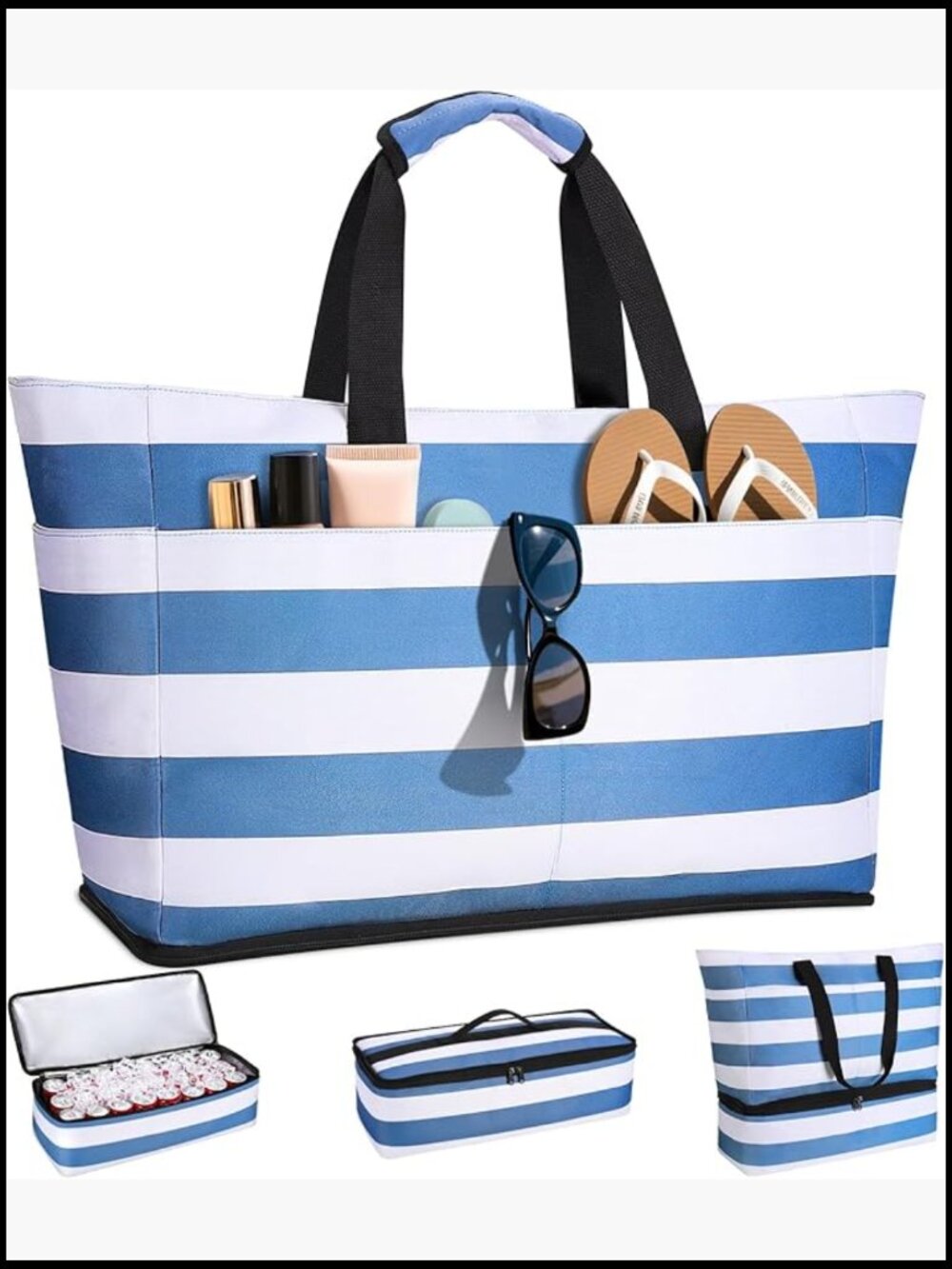Large 54L Beach Bag with Detachable Cooler Waterproof Sandproof Duffle Tote for